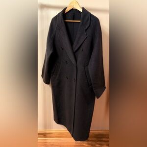Classic Women’s Dark Oliver Wool Overcoat Size L